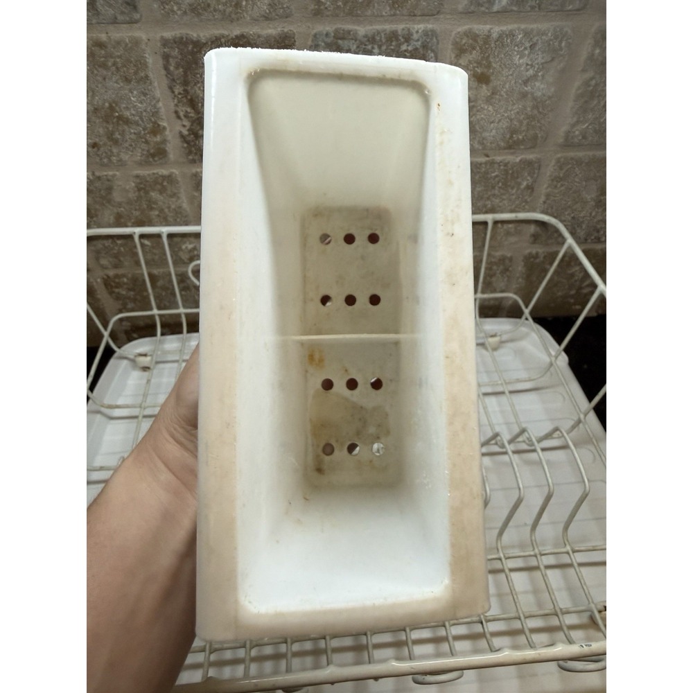 Vintage Rubbermaid White Coated Dish Drying Rack W/Silverware Cup & Drain Mat - Picture 16 of 16